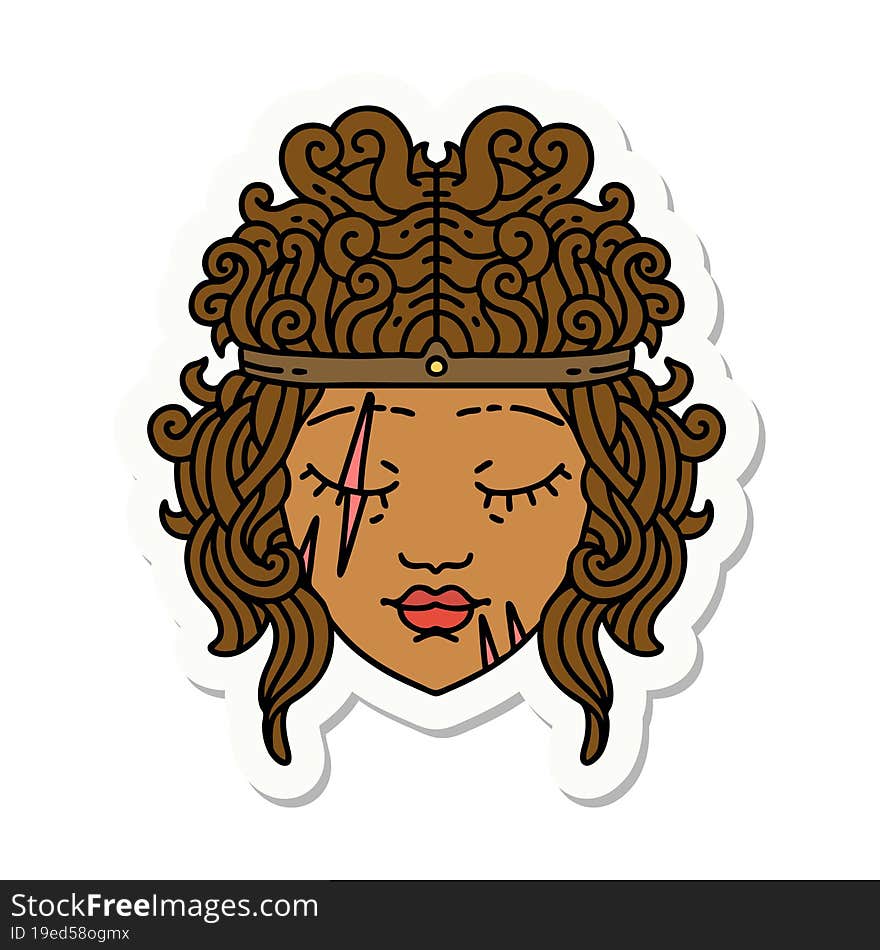 sticker of a human barbarian character. sticker of a human barbarian character