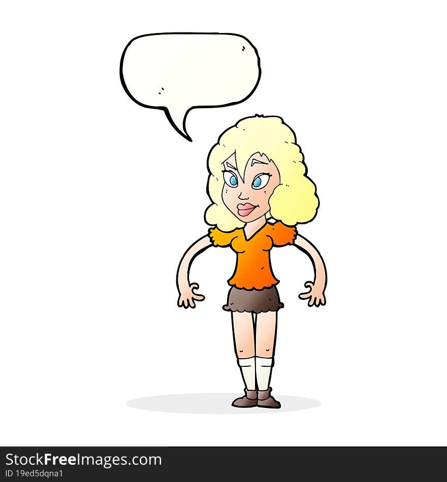 cartoon pretty woman with speech bubble