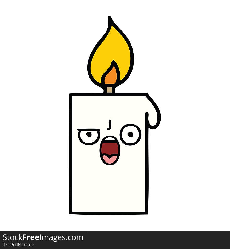 cute cartoon lit candle