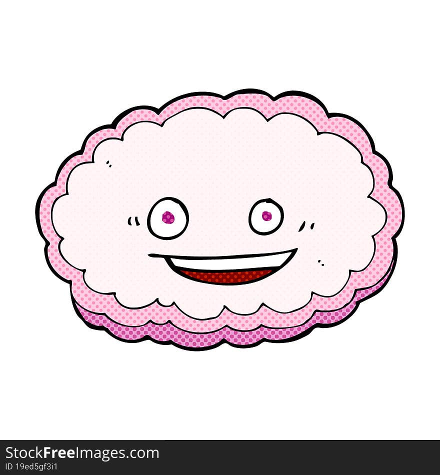 cartoon pink cloud with happy face. cartoon pink cloud with happy face