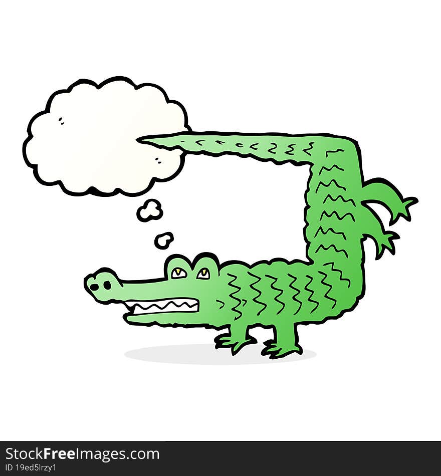 cartoon crocodile with thought bubble