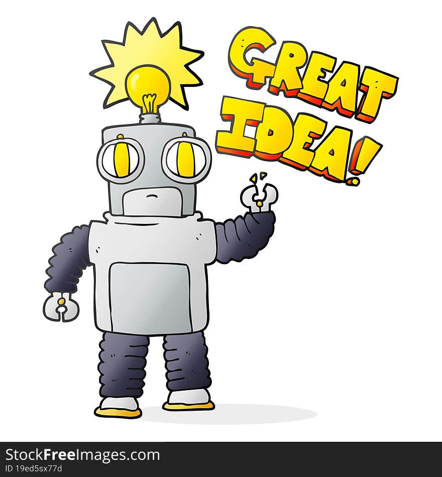 cartoon robot with great idea