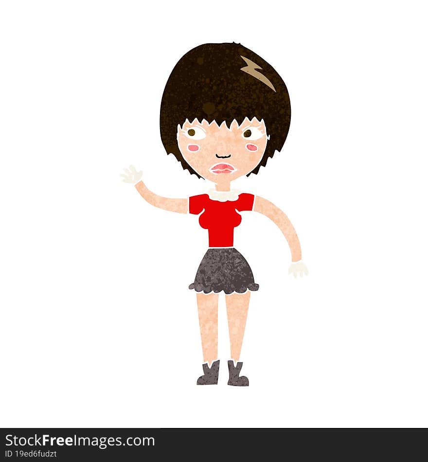 cartoon waving woman