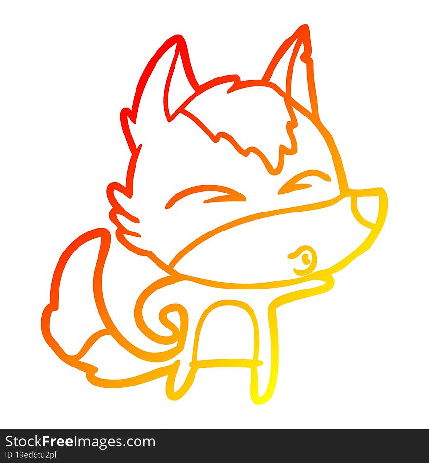 warm gradient line drawing cartoon wolf whistling