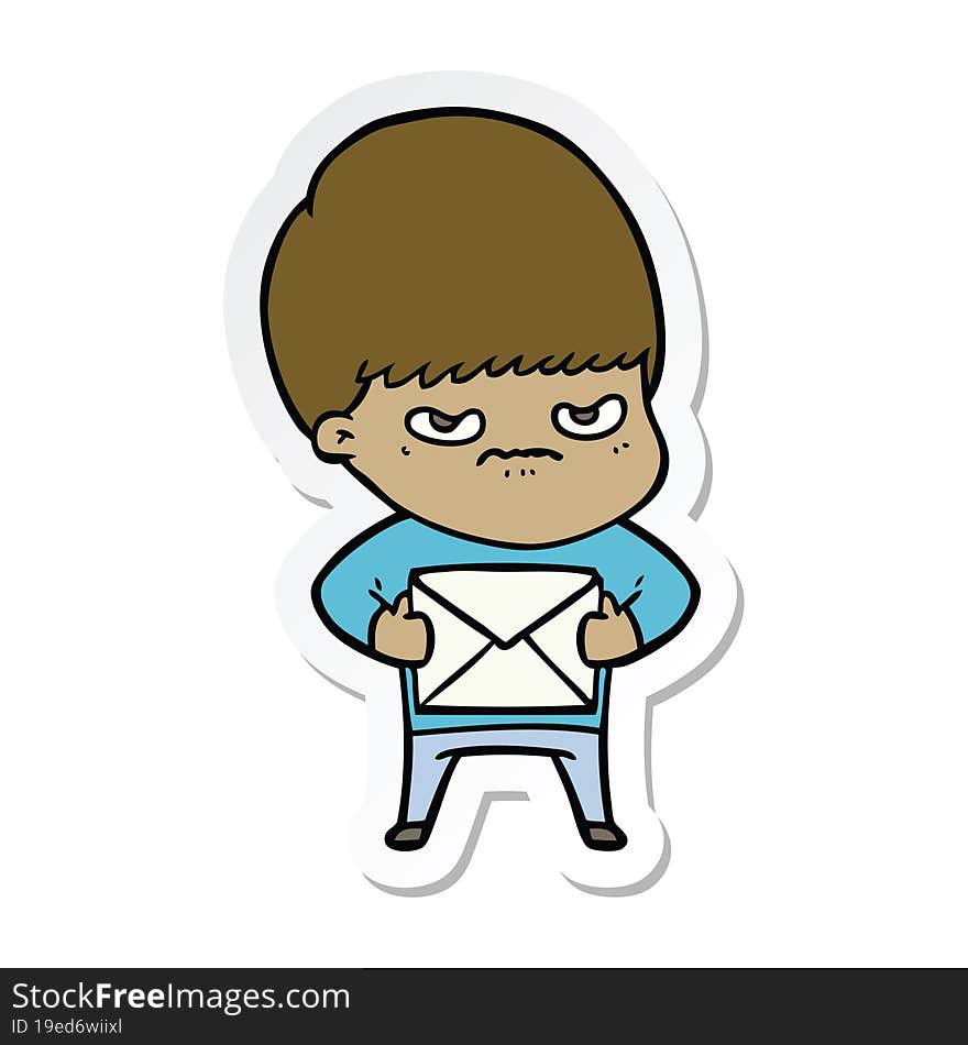 Sticker Of A Angry Cartoon Boy