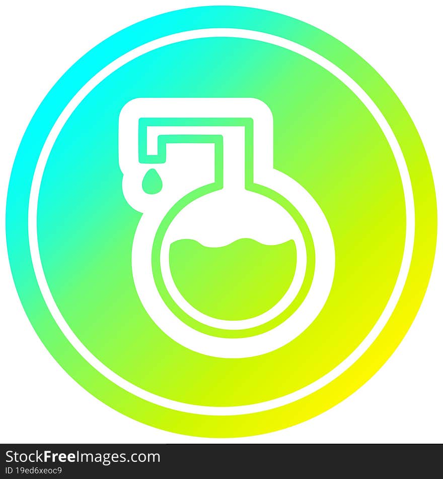 science experiment circular in cold gradient spectrum