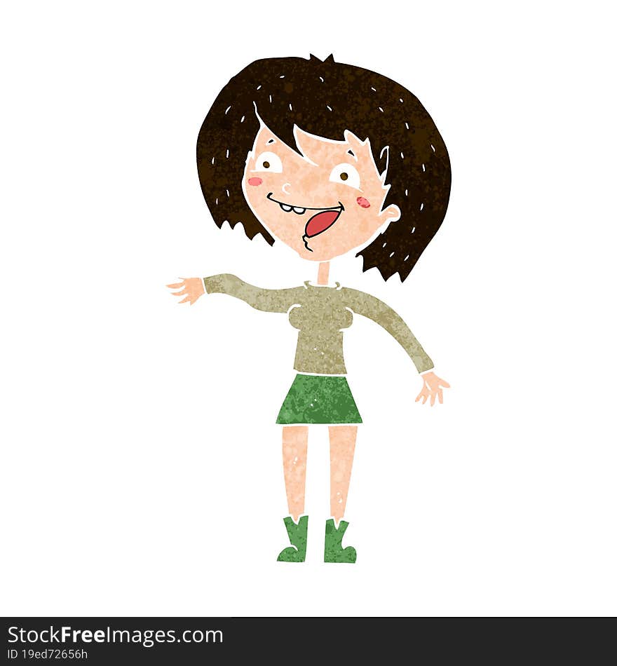 Cartoon Waving Woman