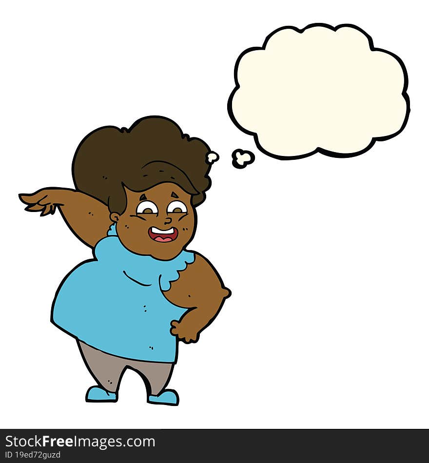 Cartoon Overweight Woman With Thought Bubble