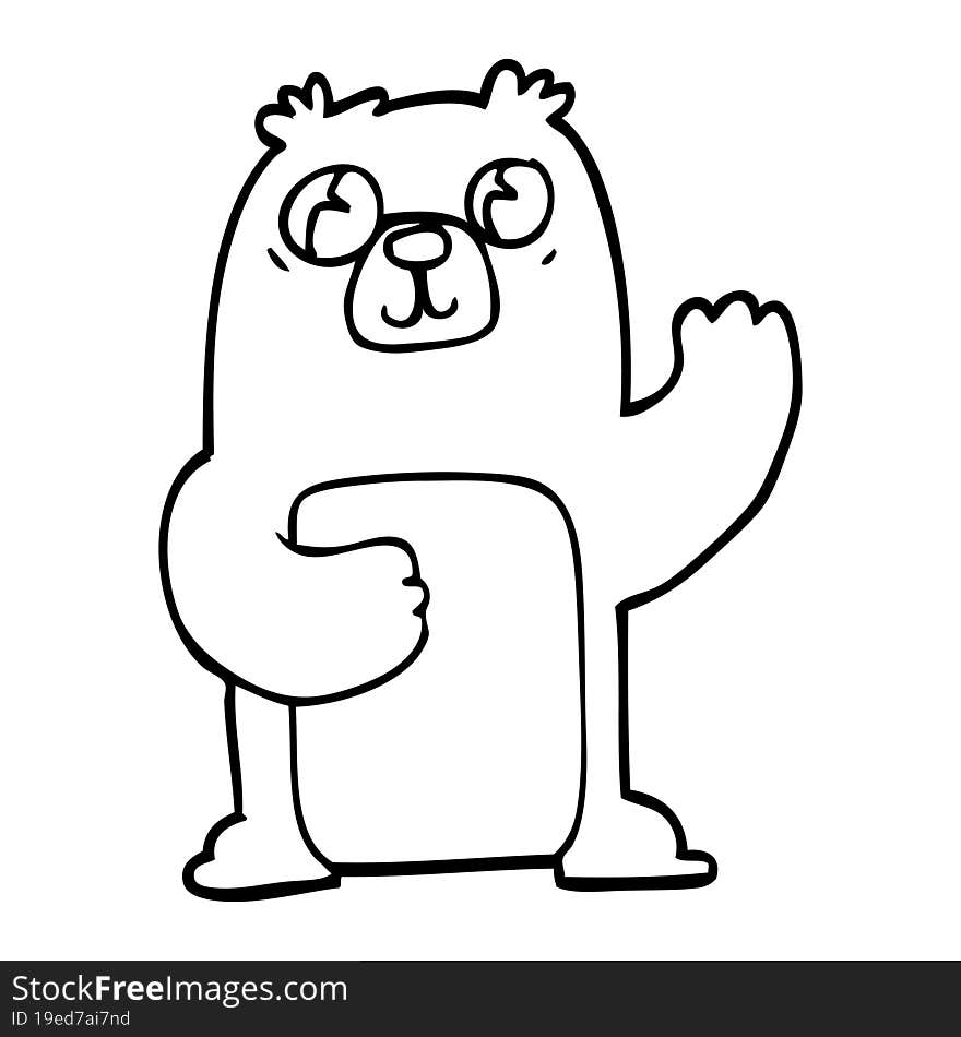 Line Drawing Cartoon Wide Eyed Bear