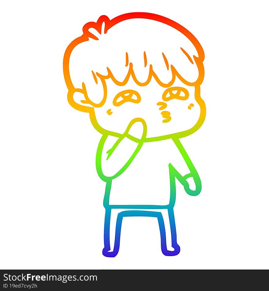 rainbow gradient line drawing cartoon curious man