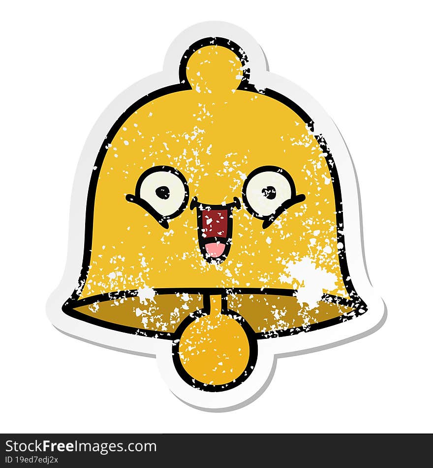 distressed sticker of a cute cartoon bell