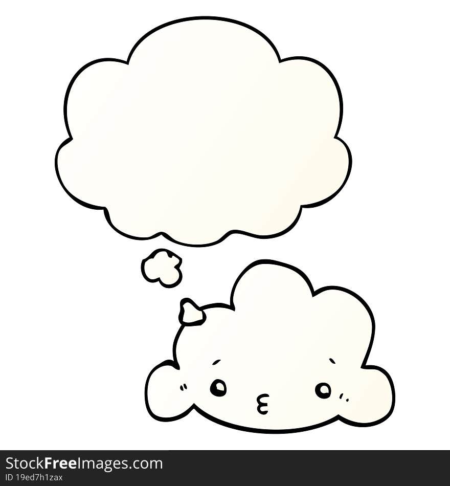 cute cartoon cloud and thought bubble in smooth gradient style