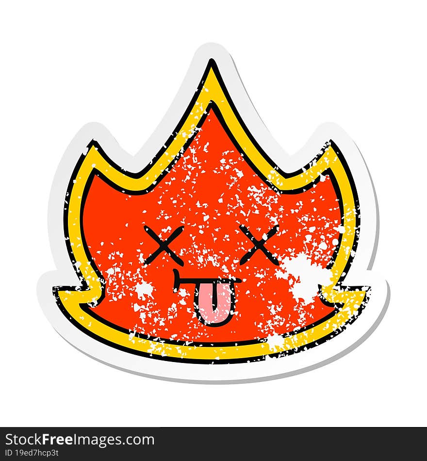 Distressed Sticker Of A Cute Cartoon Fire