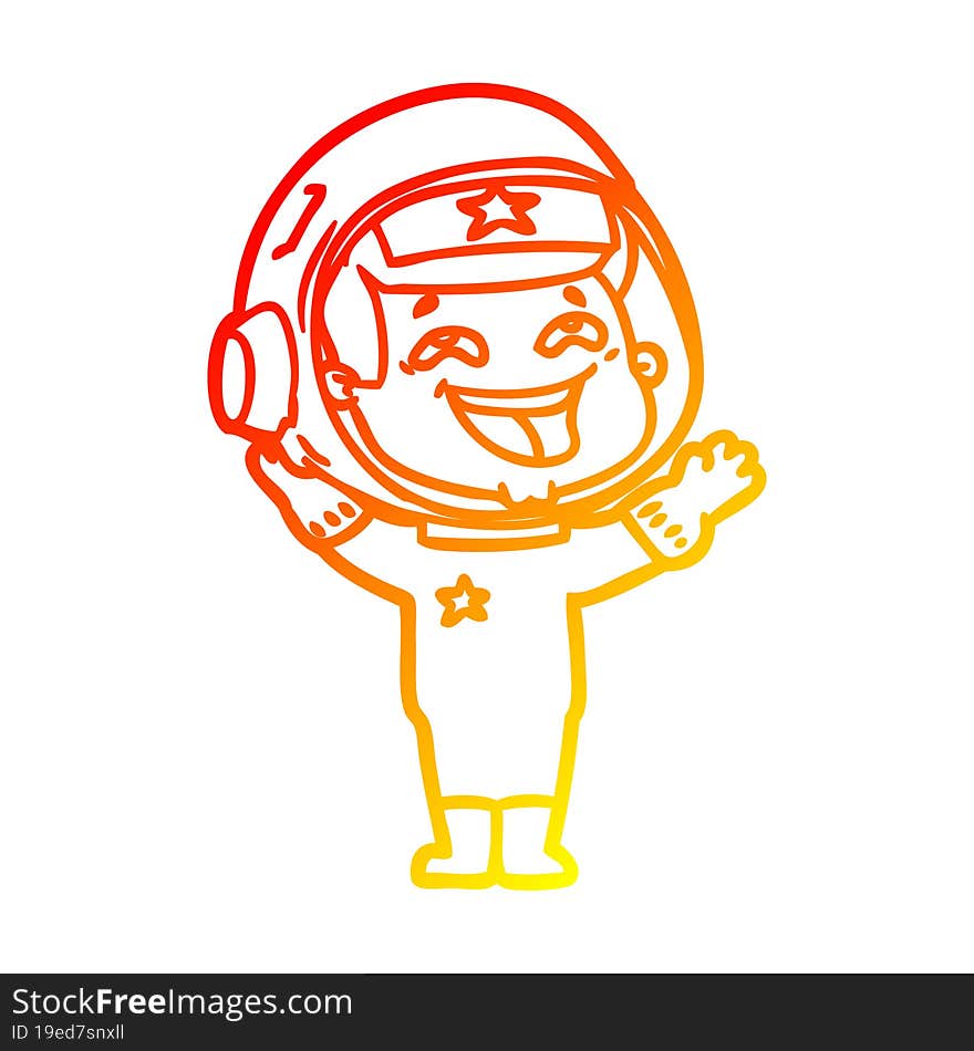 warm gradient line drawing cartoon laughing astronaut