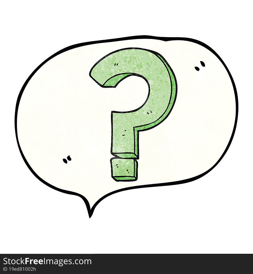 speech bubble textured cartoon question mark