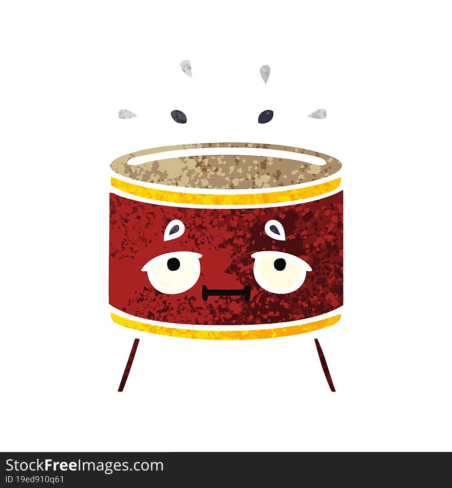 retro illustration style cartoon drum