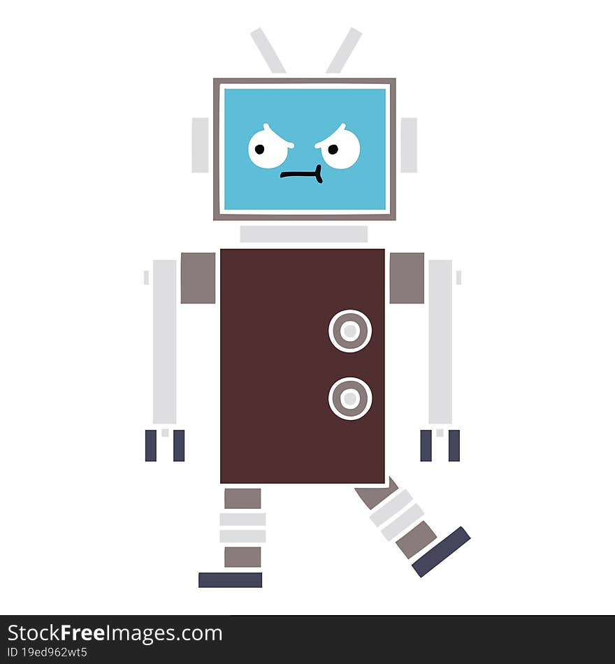 flat color retro cartoon of a robot