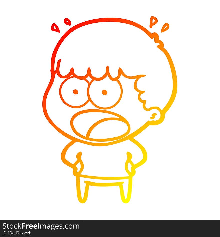 warm gradient line drawing cartoon shocked man