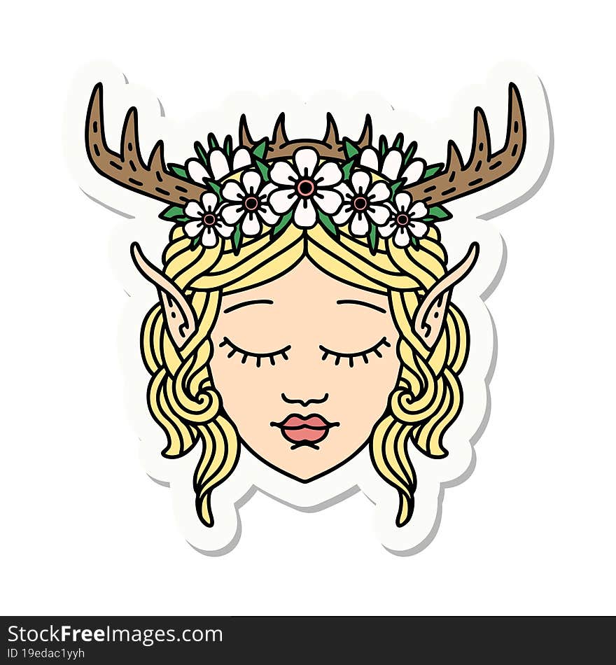 elf druid character face sticker