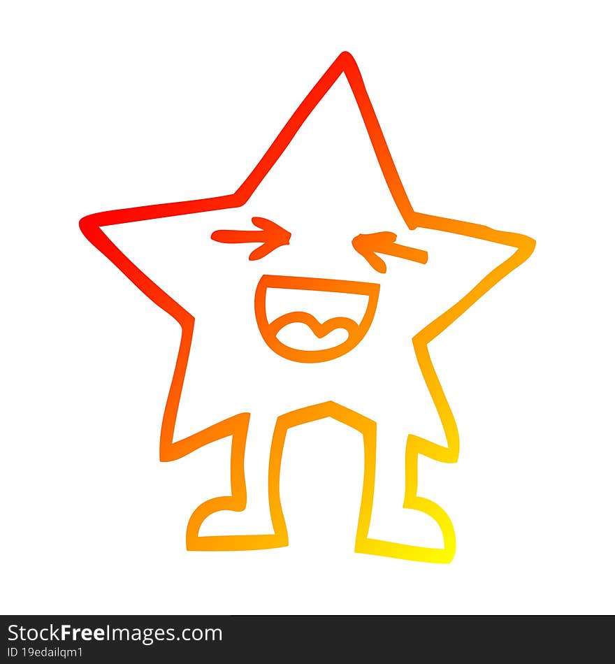 warm gradient line drawing cartoon laughing star character