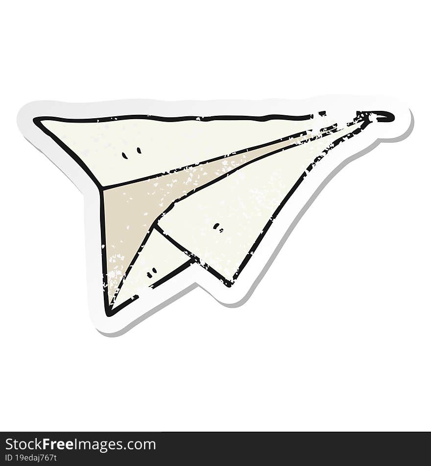 Distressed Sticker Of A Cartoon Paper Airplane