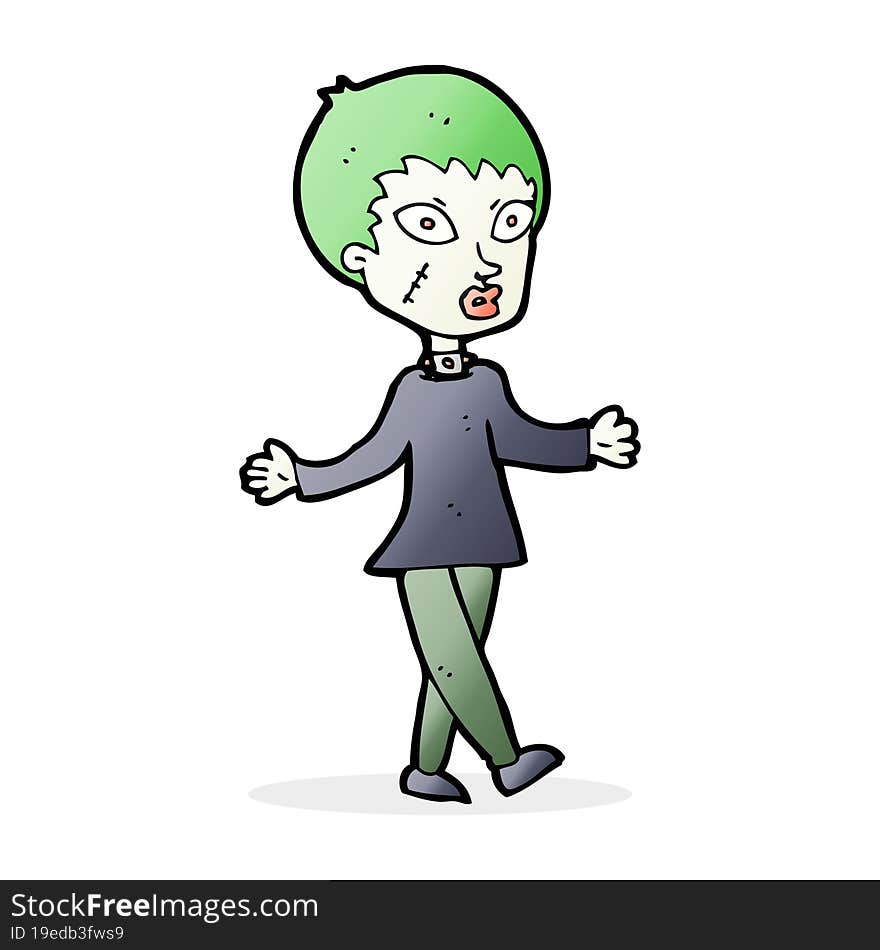 cartoon halloween zombie woman