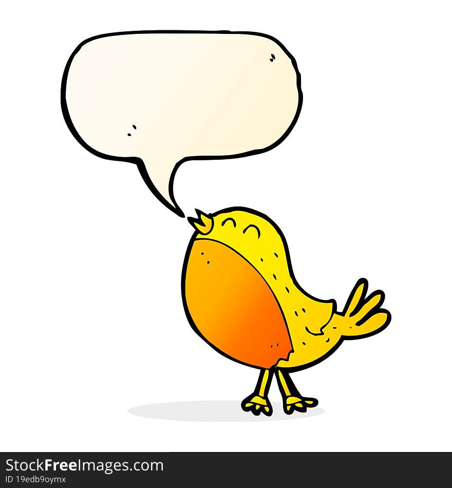 cartoon singing bird with speech bubble