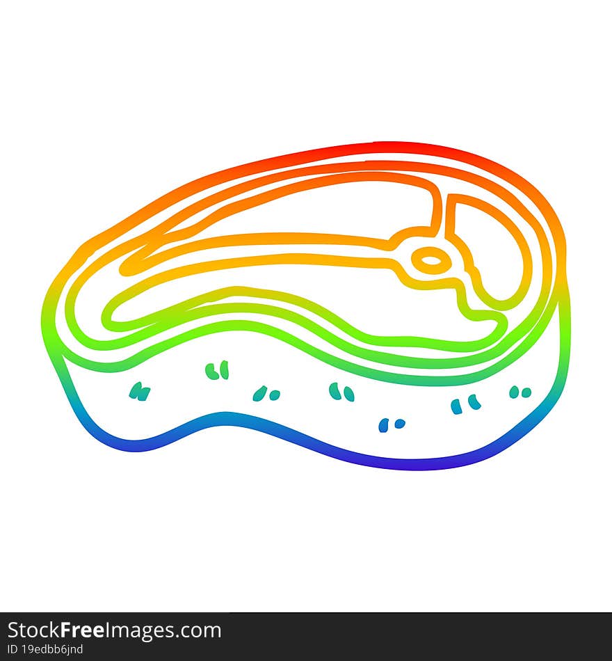 rainbow gradient line drawing cartoon tasty steak