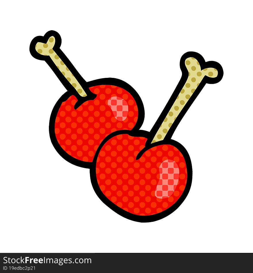 Cartoon Doodle Red Cherries