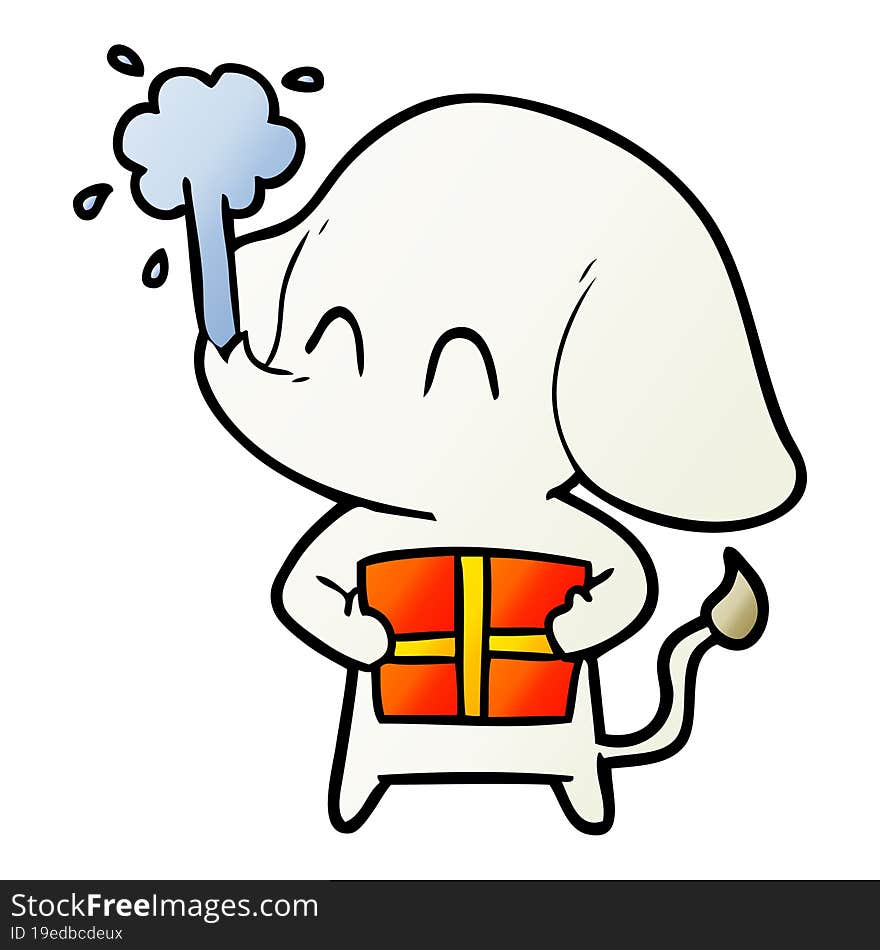 cute cartoon elephant spouting water. cute cartoon elephant spouting water