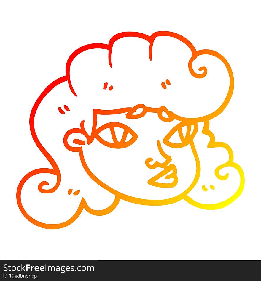 warm gradient line drawing of a cartoon blond girls face