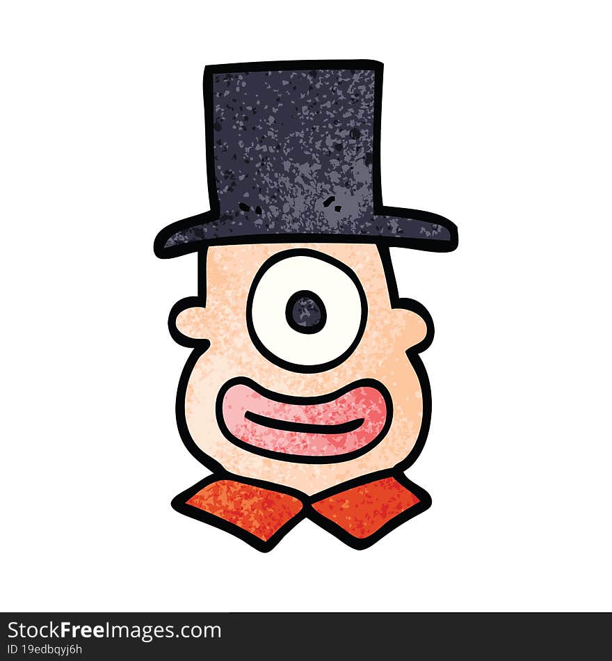 cartoon doodle cyclops in top hat