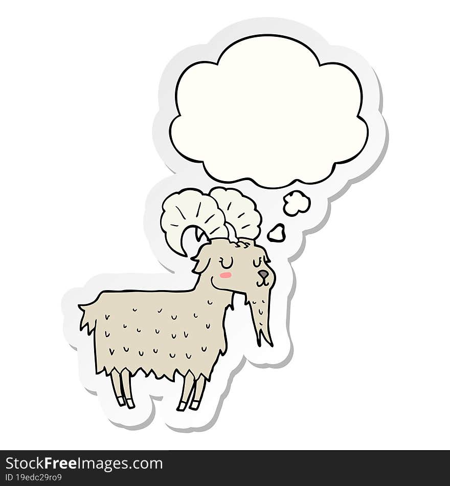 cartoon goat with thought bubble as a printed sticker