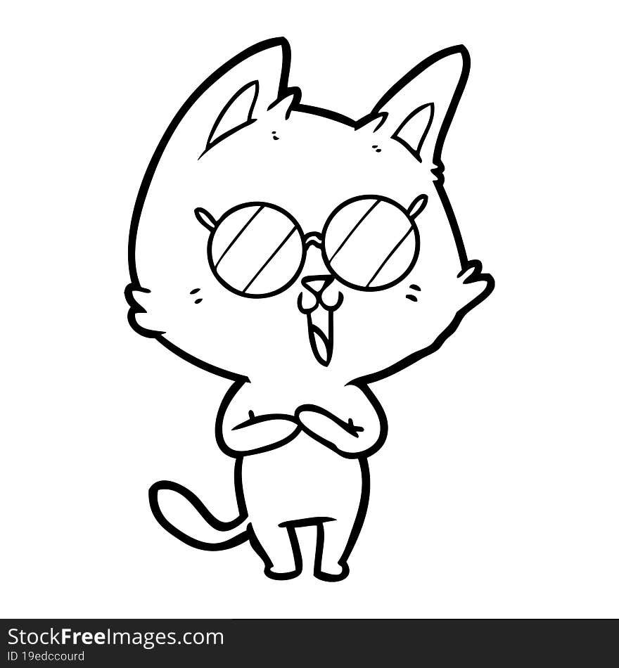 funny cartoon cat wearing sunglasses. funny cartoon cat wearing sunglasses