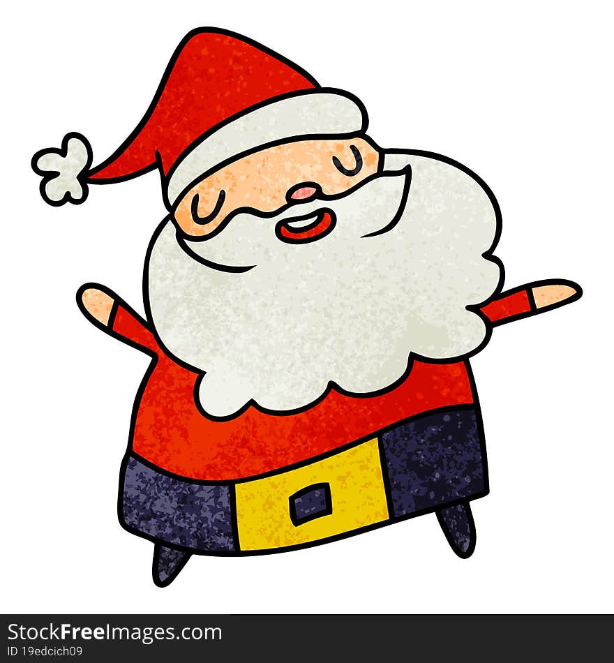 textured cartoon illustration kawaii of santa claus. textured cartoon illustration kawaii of santa claus