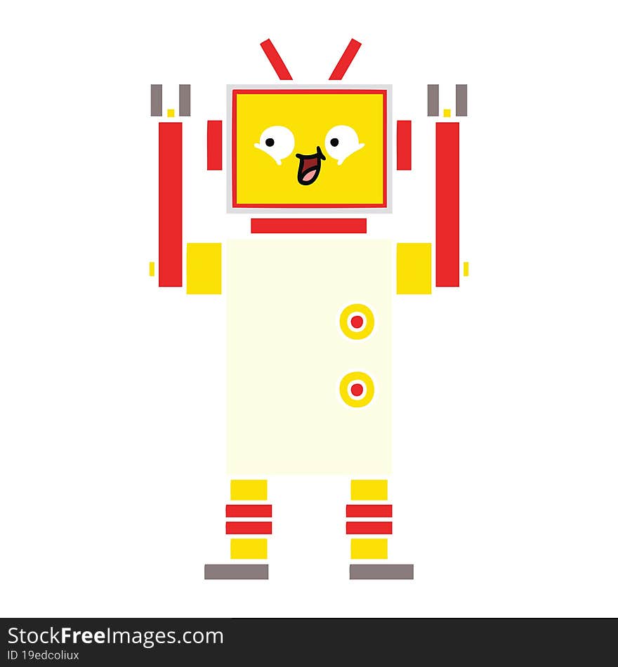 flat color retro cartoon of a robot