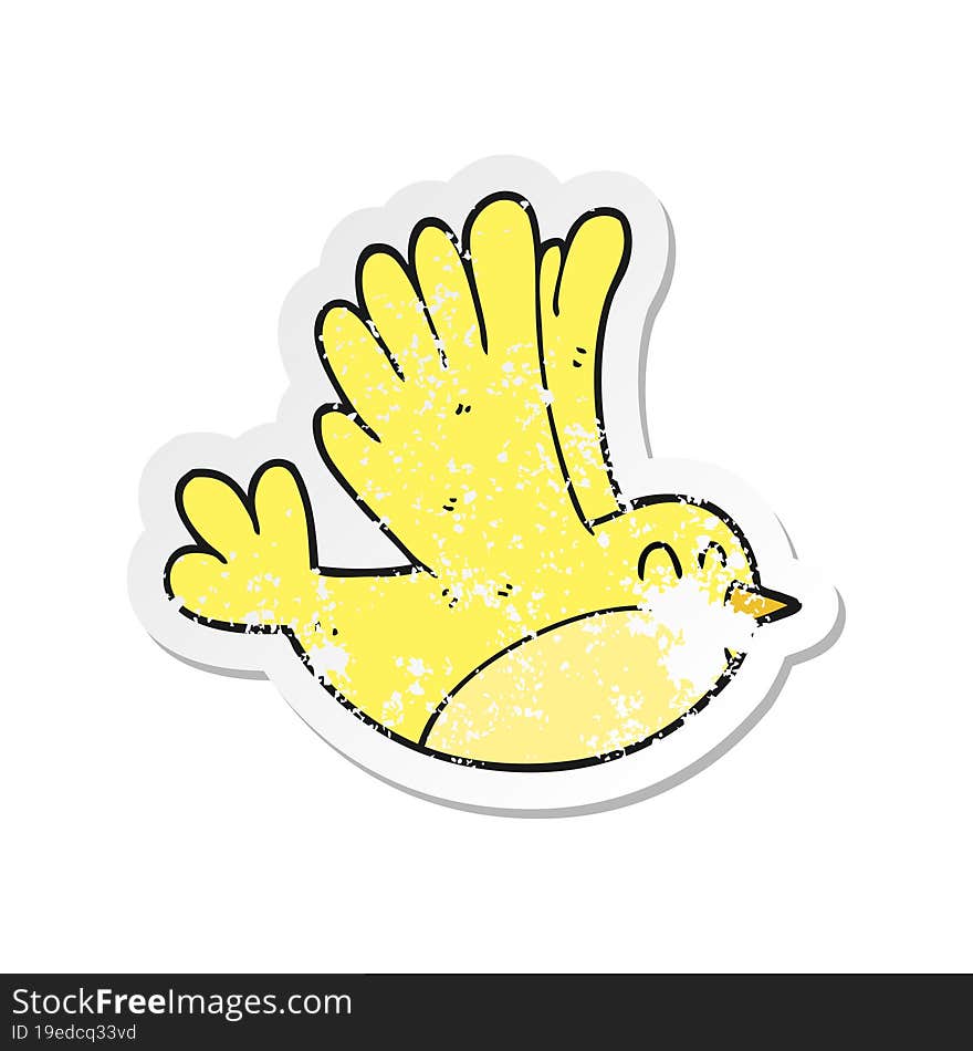 retro distressed sticker of a cartoon bird