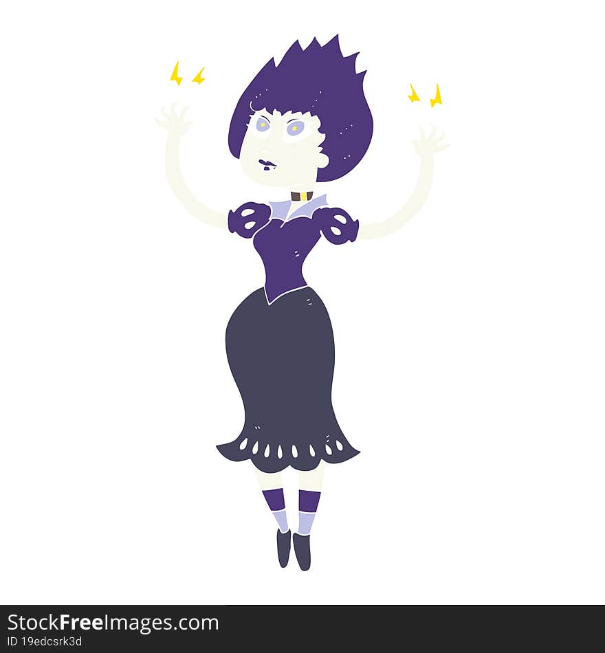 flat color illustration of a cartoon vampire girl