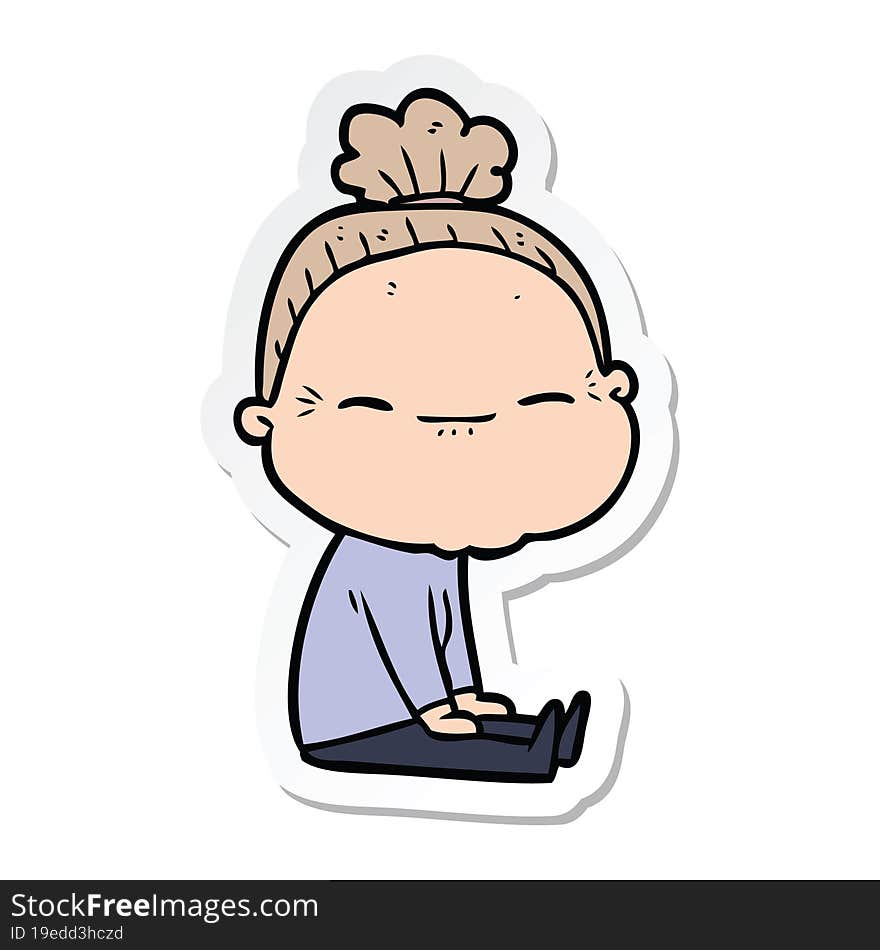 sticker of a cartoon peaceful old woman