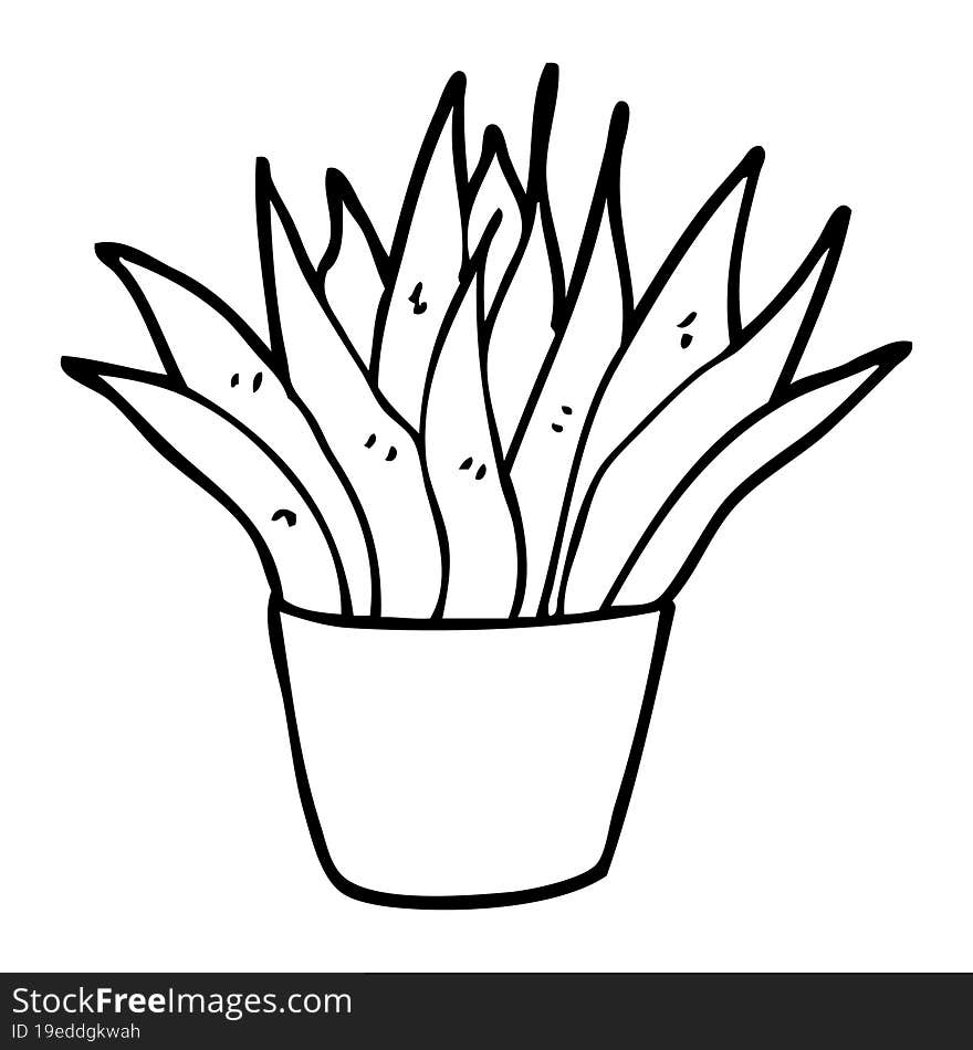 line drawing cartoon house plant