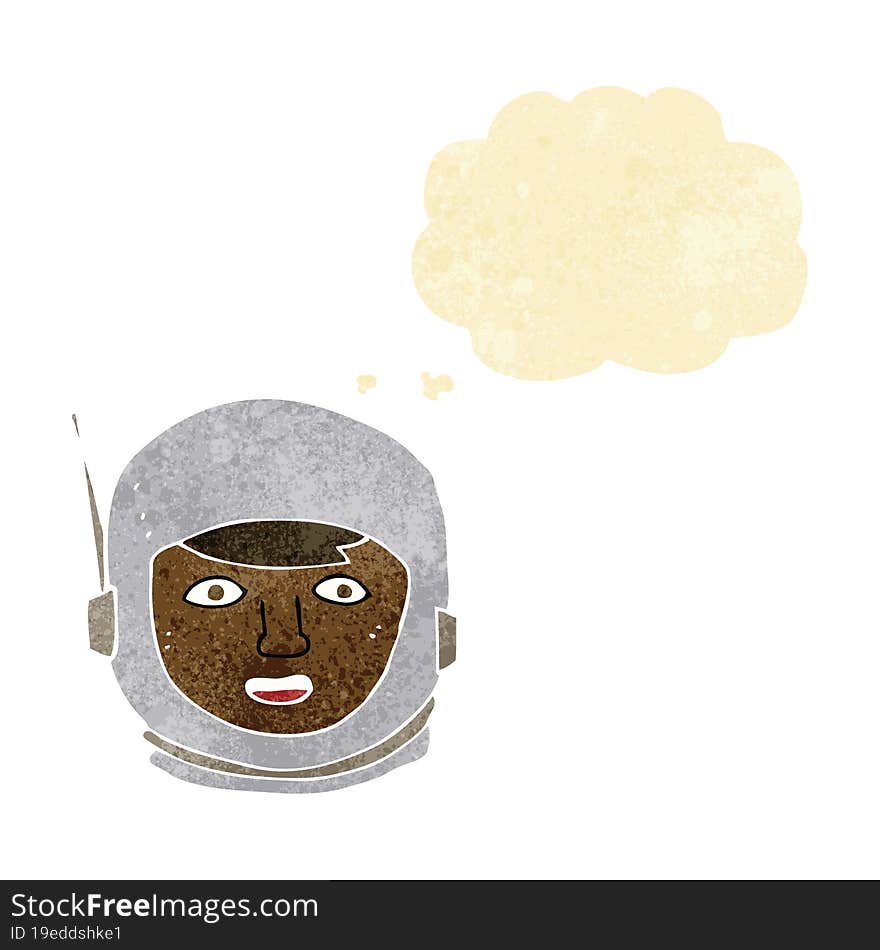 cartoon astronaut head with thought bubble