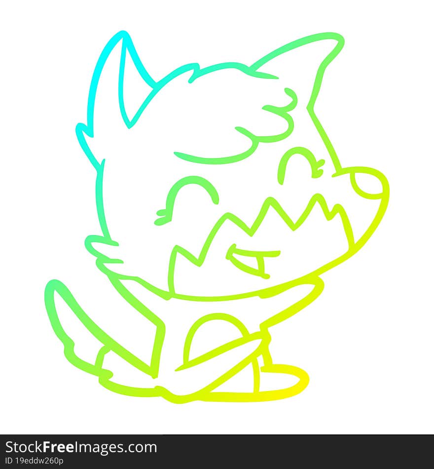 cold gradient line drawing happy cartoon fox