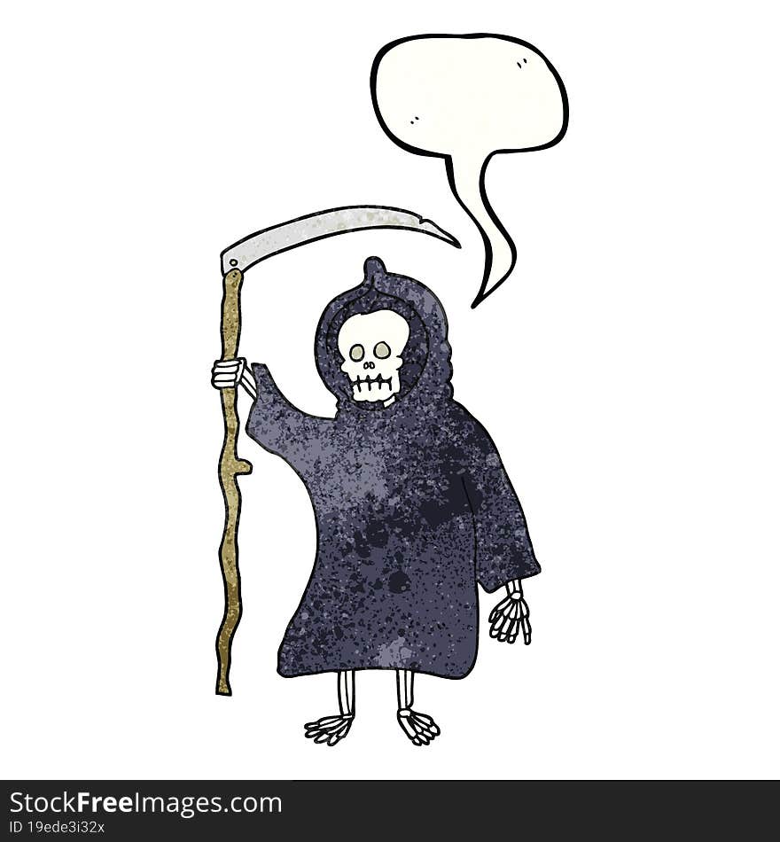 speech bubble textured cartoon spooky death figure