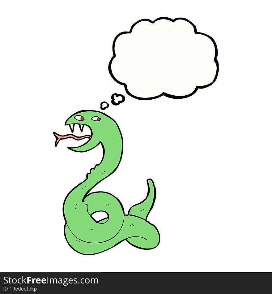 cartoon hissing snake with thought bubble