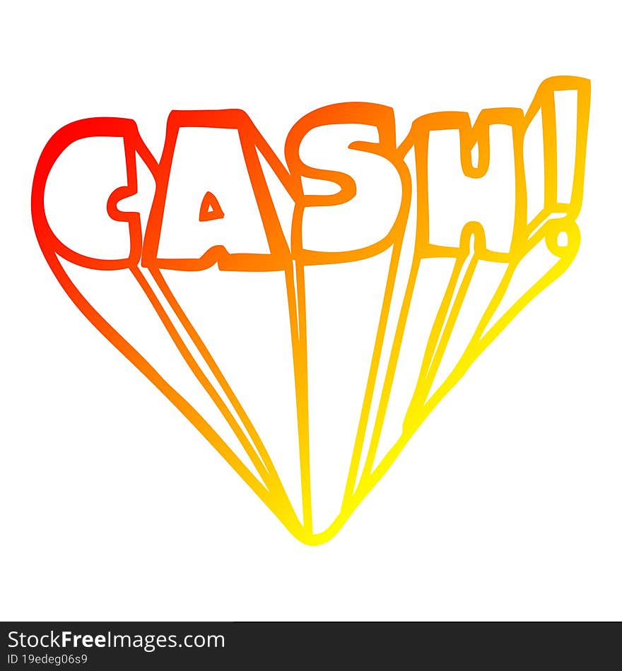 warm gradient line drawing cartoon word cash