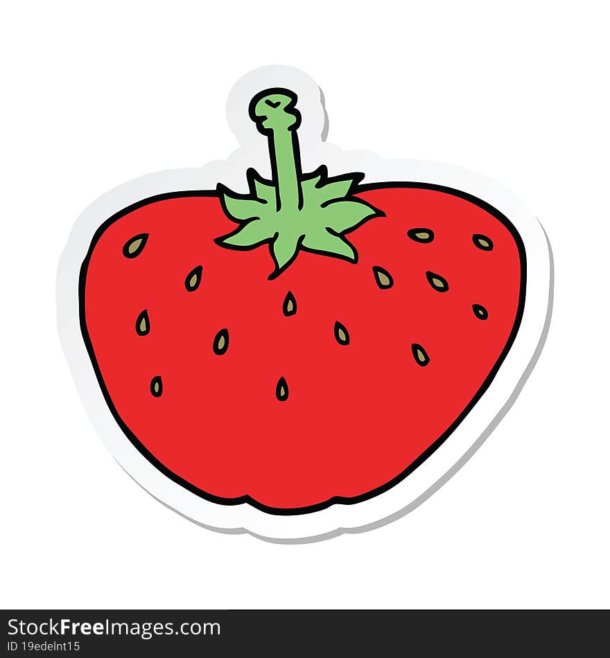 sticker of a cartoon strawberry