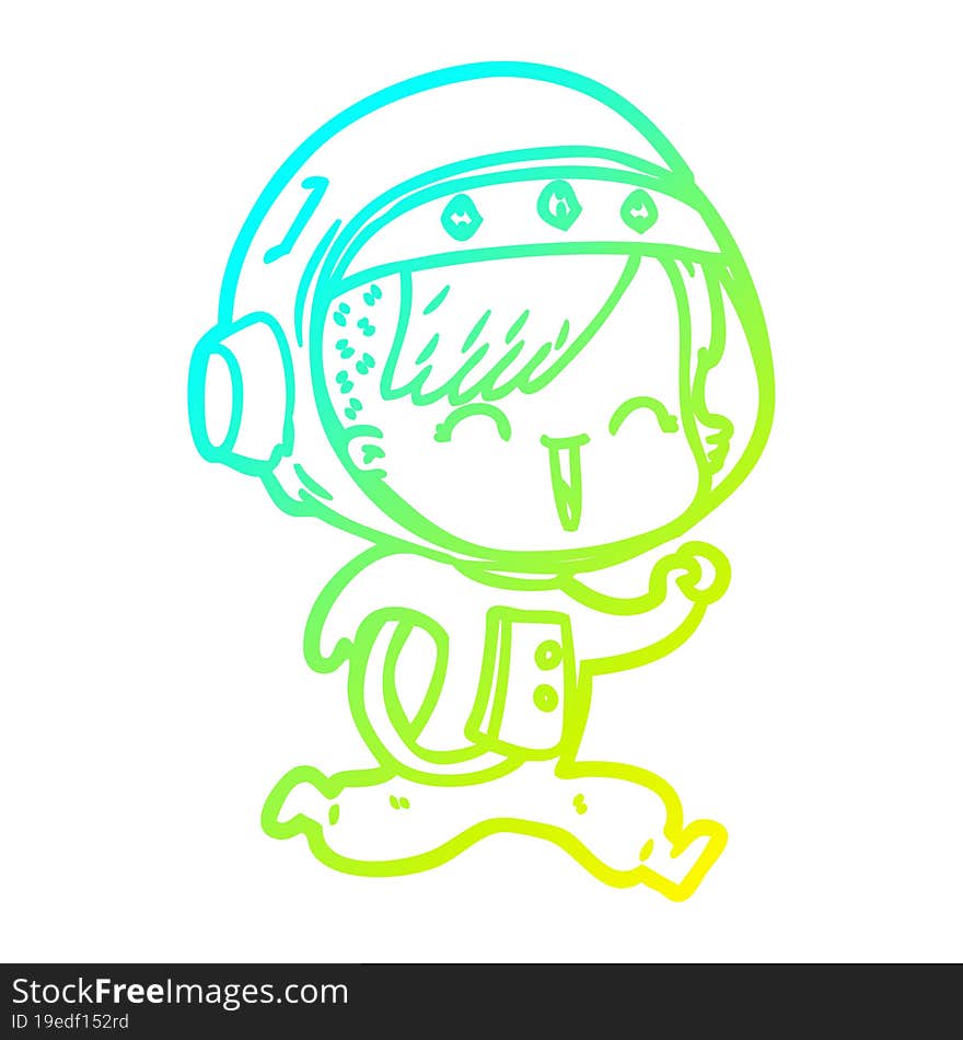 cold gradient line drawing happy cartoon space girl