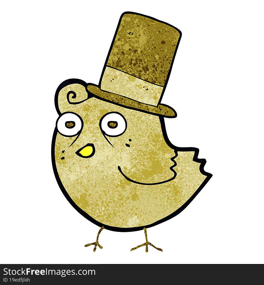 cartoon bird wearing top hat