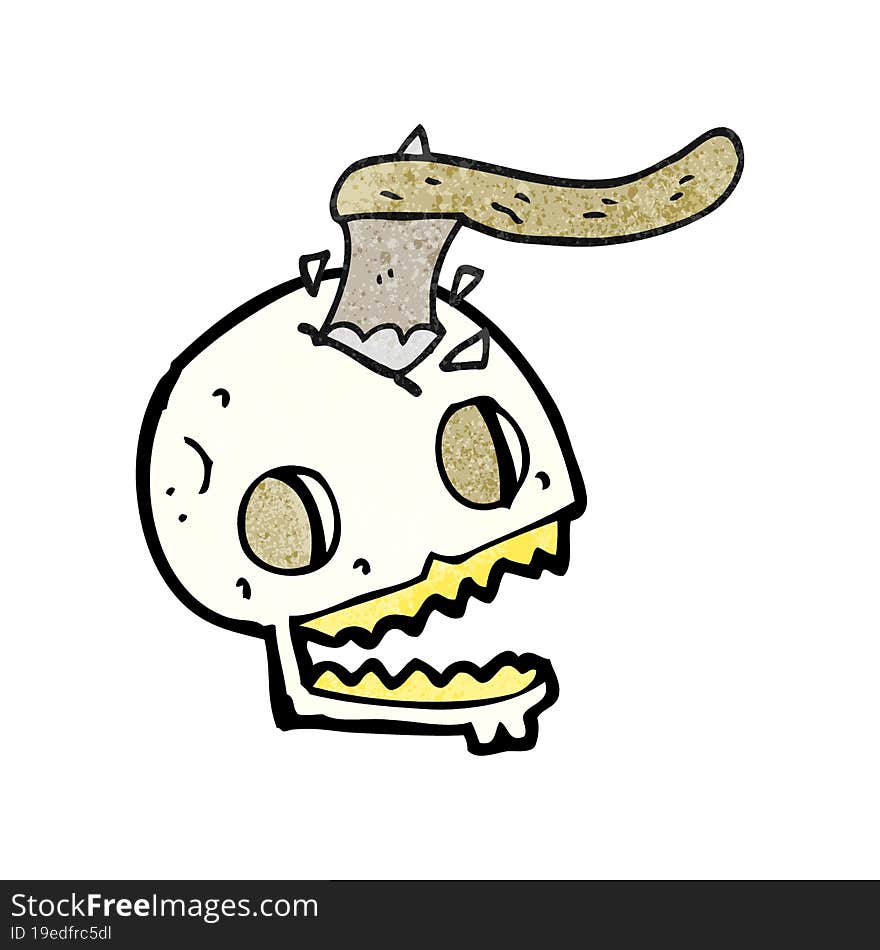 Textured Cartoon Axe In Skull