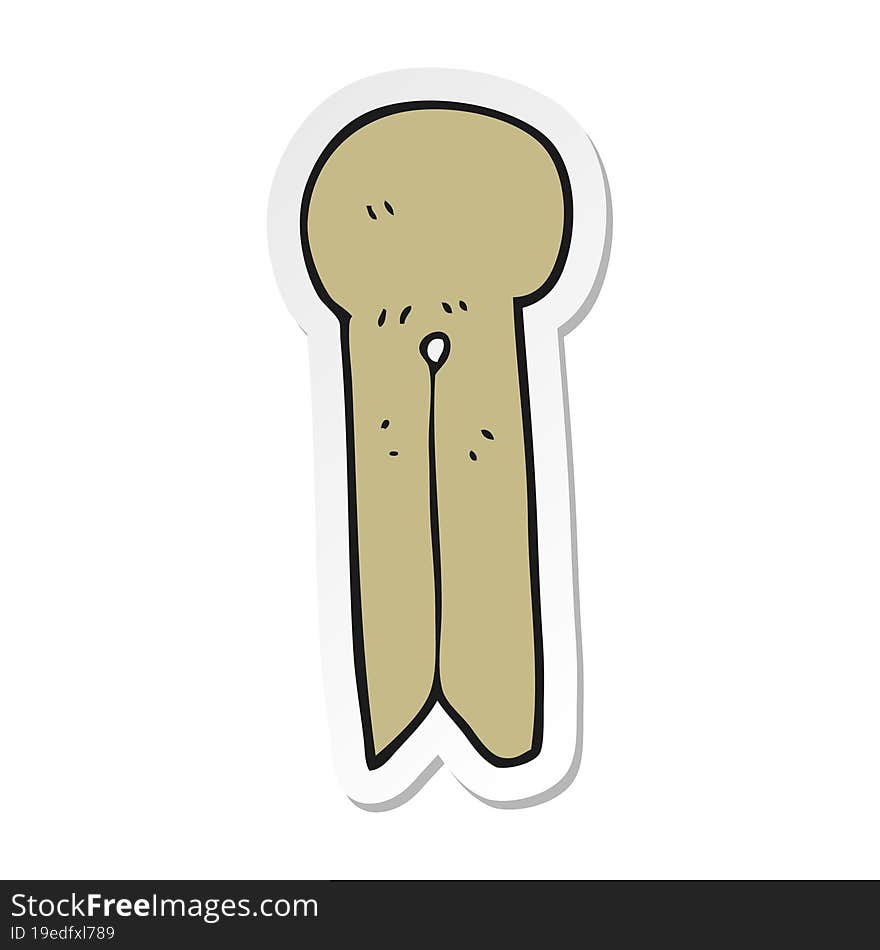 sticker of a cartoon old style wooden peg